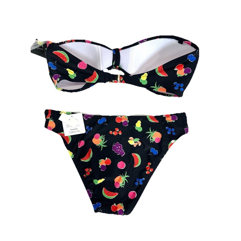 NEW kate spade New York Summer Fruit Bikini Set-Bandeau Tie Top & Brief-Size Med - Picture 4 of 7